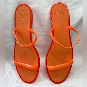 Tory Burch Jelly Slides Poppy Sandals Two Strap Orange 8